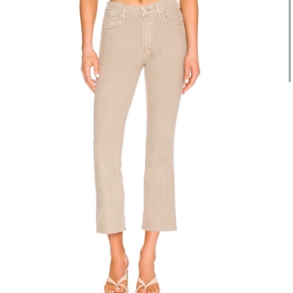 MOTHER Beige Cropped Flare Jeans